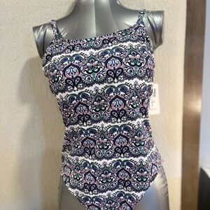 Women's One-Piece Swimsuit in White Paisley Print